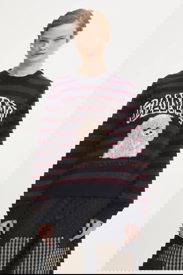 Sveter GANNI Graphic Wool Mix Poodle Stripe Sweater Rôznofarebný | K2567, 0