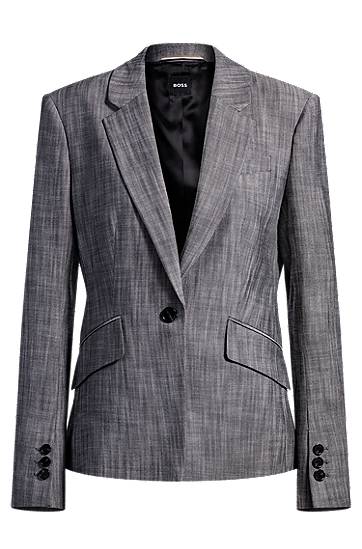 Bunda BOSS Slim-Fit Sharkskin Blazer Šedá | 50531887, 0