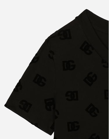 Tričko Dolce & Gabbana Jersey T-shirt With All-over Flocked Dg Logo Čierna | F8T00TGDB9KN0000, 3