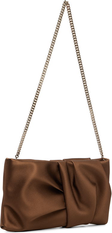Kabelka Jimmy Choo Bonny Draped Satin Clutch Bag with Chain Strap Hnedá | BONNY CLUTCH, 1