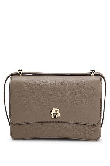 Taška cez rameno BOSS Balmain Double B Monogram Leather Crossbody Bag Šedá | 50554935, 0