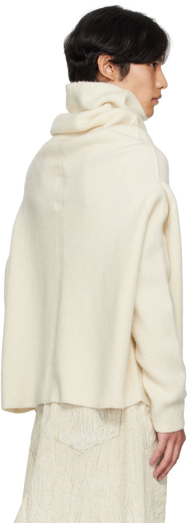 Sveter Rick Owens Rick Owens Concordians Shroud Cowl Neck Sweater Biela | RU02E1692 KWP, 2