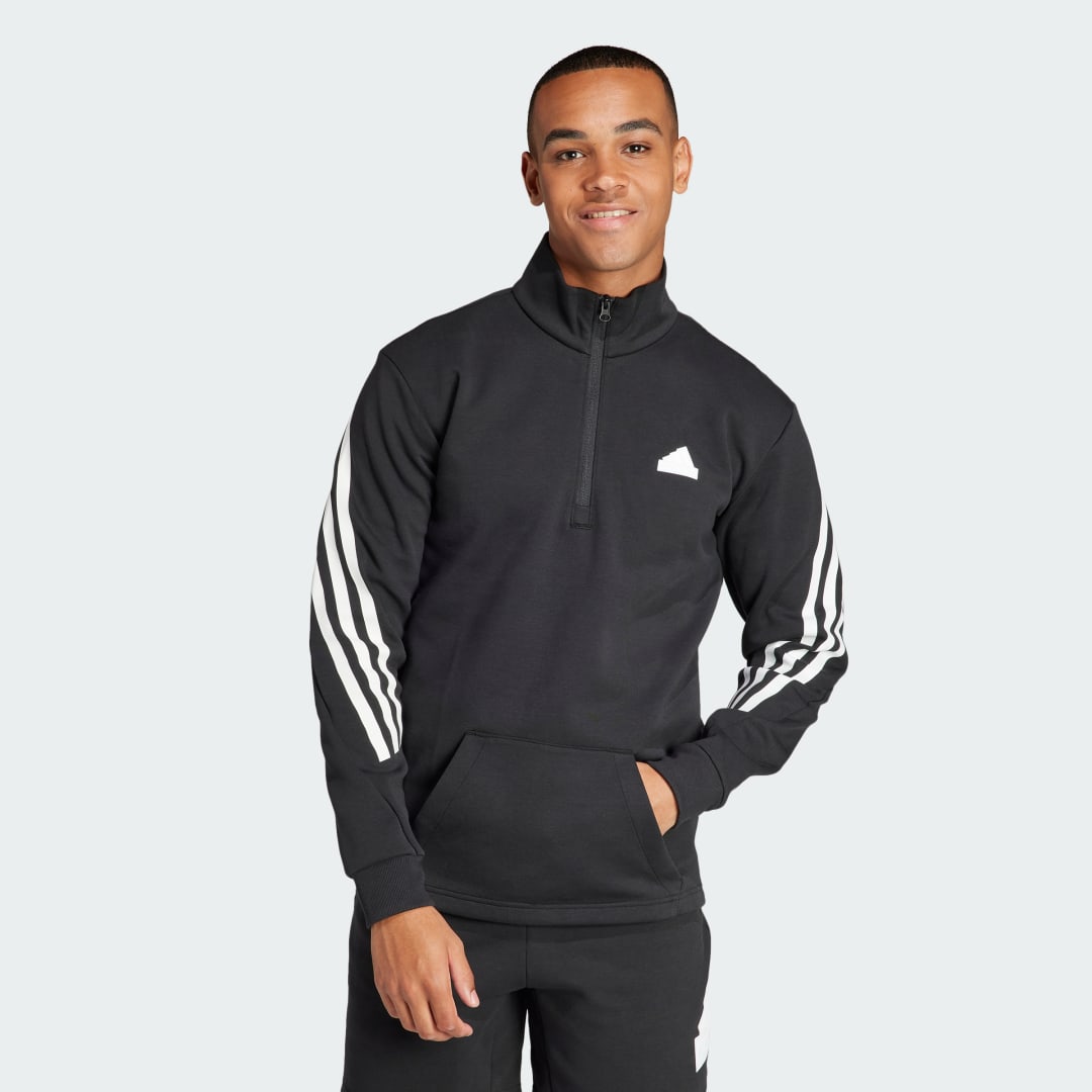 Sveter adidas Performance Sportswear Future Icons 3-Stripes Half-Zip Crewneck Čierna | IN3314, 1