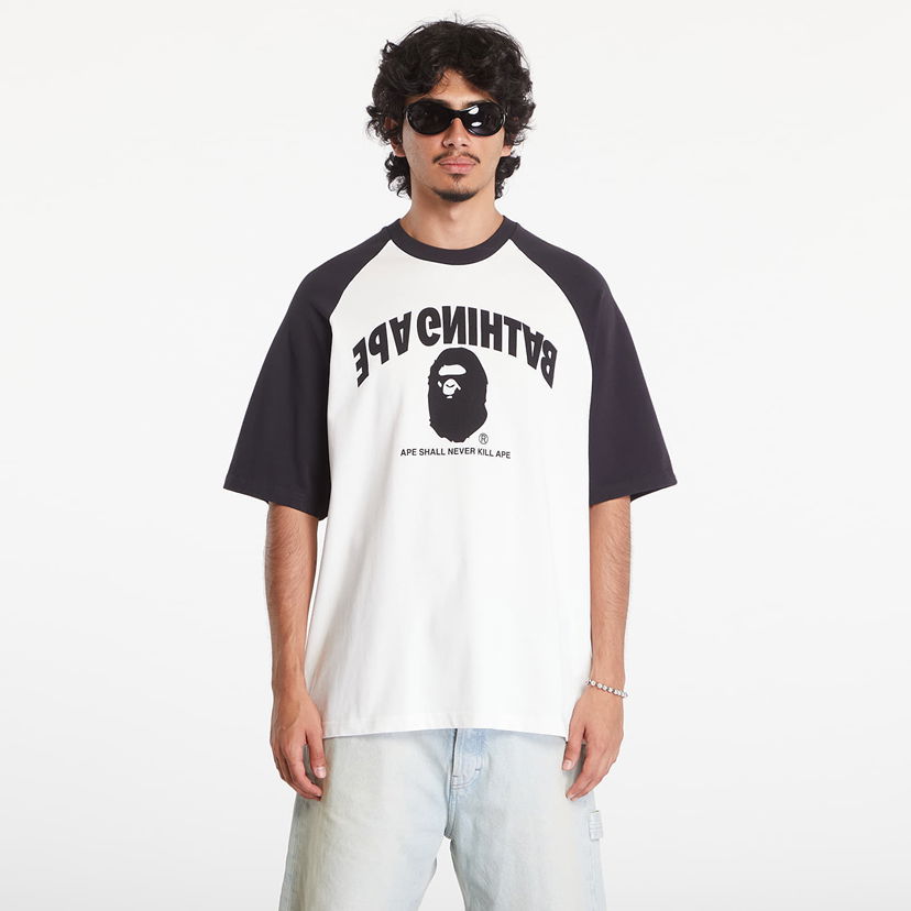 Tričko BAPE College Relaxed Fit Raglan Short Sleeve Tee Biela | 001CSK801303M IVY