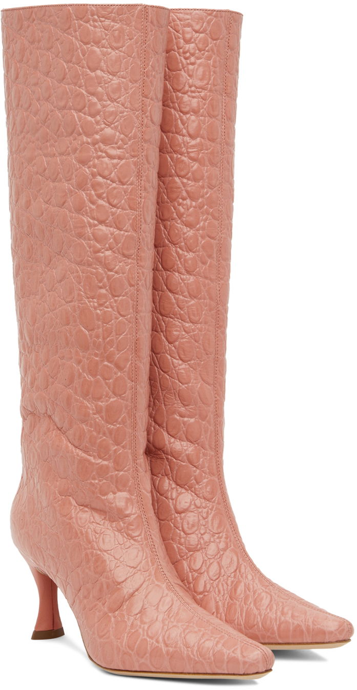Stevie 42 Pink Leather Knee High Boots