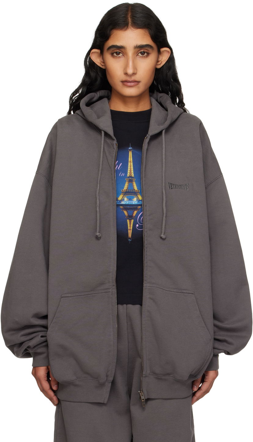 Mikina VETEMENTS Vetements Oversized Zip-Up Hoodie Šedá | UH76ZU160M