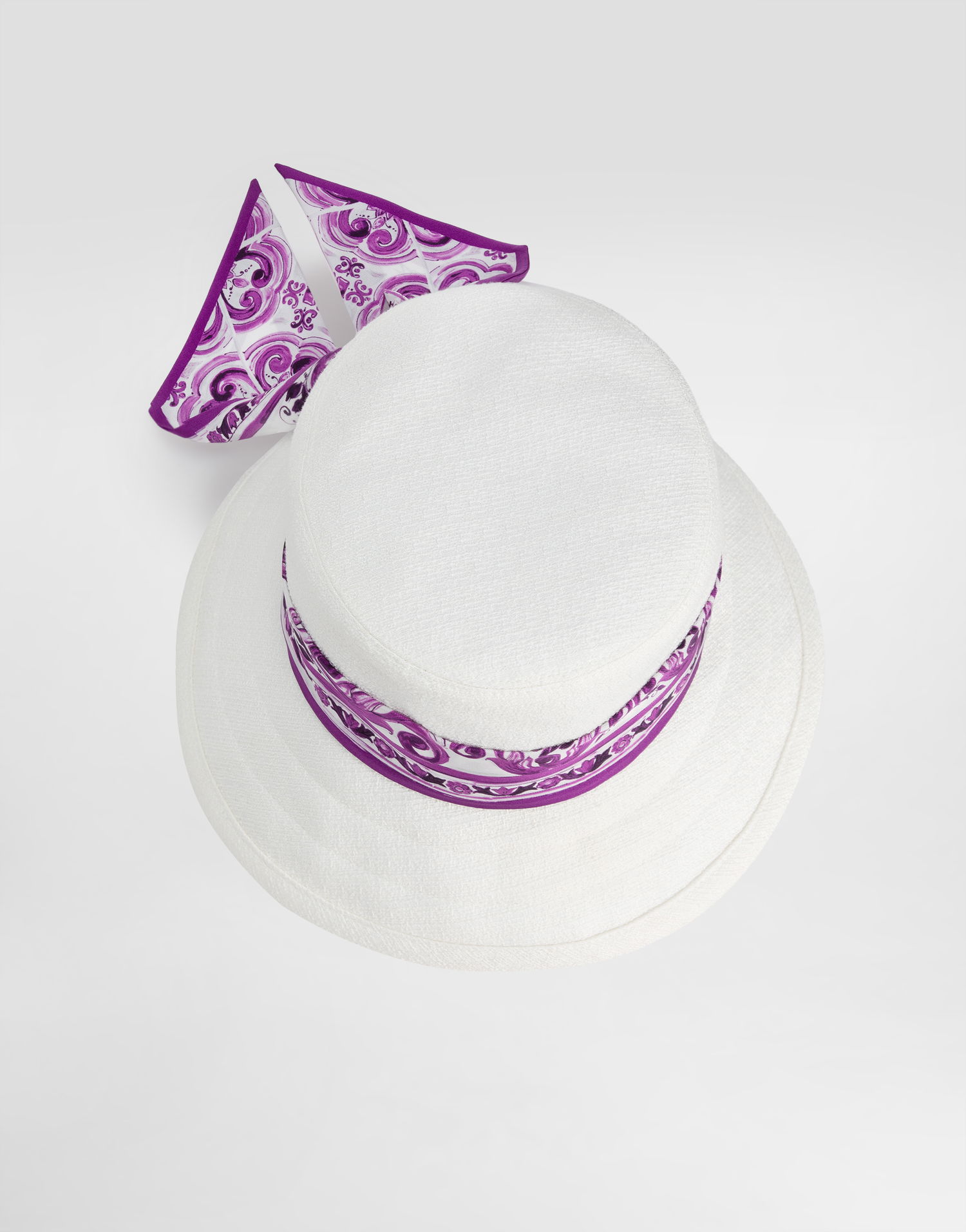 Klobúk Dolce & Gabbana Dolce & Gabbana Mat Bucket Hat with Purple Printed Scarf Biela | FH671AFU9AUW0001, 1
