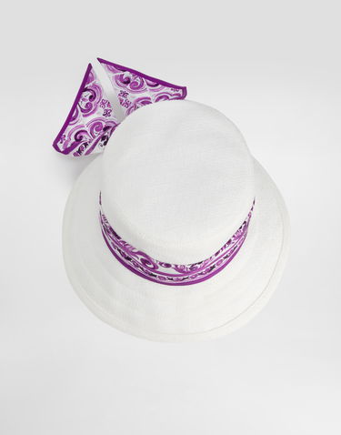 Klobúk Dolce & Gabbana Dolce & Gabbana Mat Bucket Hat with Purple Printed Scarf Biela | FH671AFU9AUW0001, 1