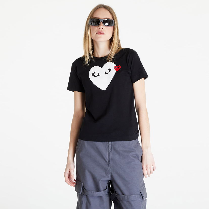 Tričko Comme des Garçons PLAY Heart Logo Short Sleeve Tee Čierna | AZT115 black