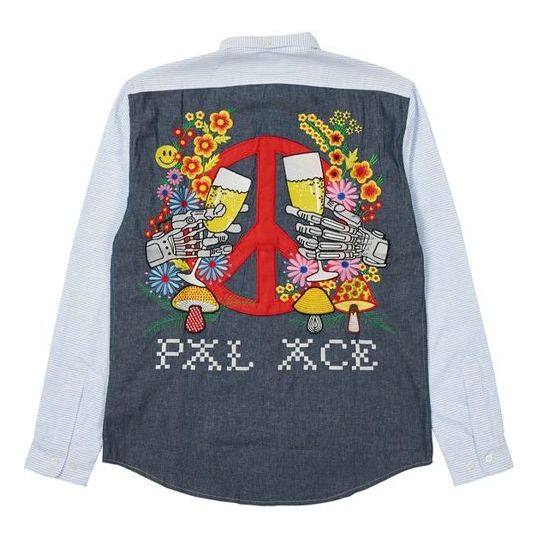 Košeľa Palace Palace Long Sleeve Shirt With Peace Sign Embroidery Modrá | P20SHT025