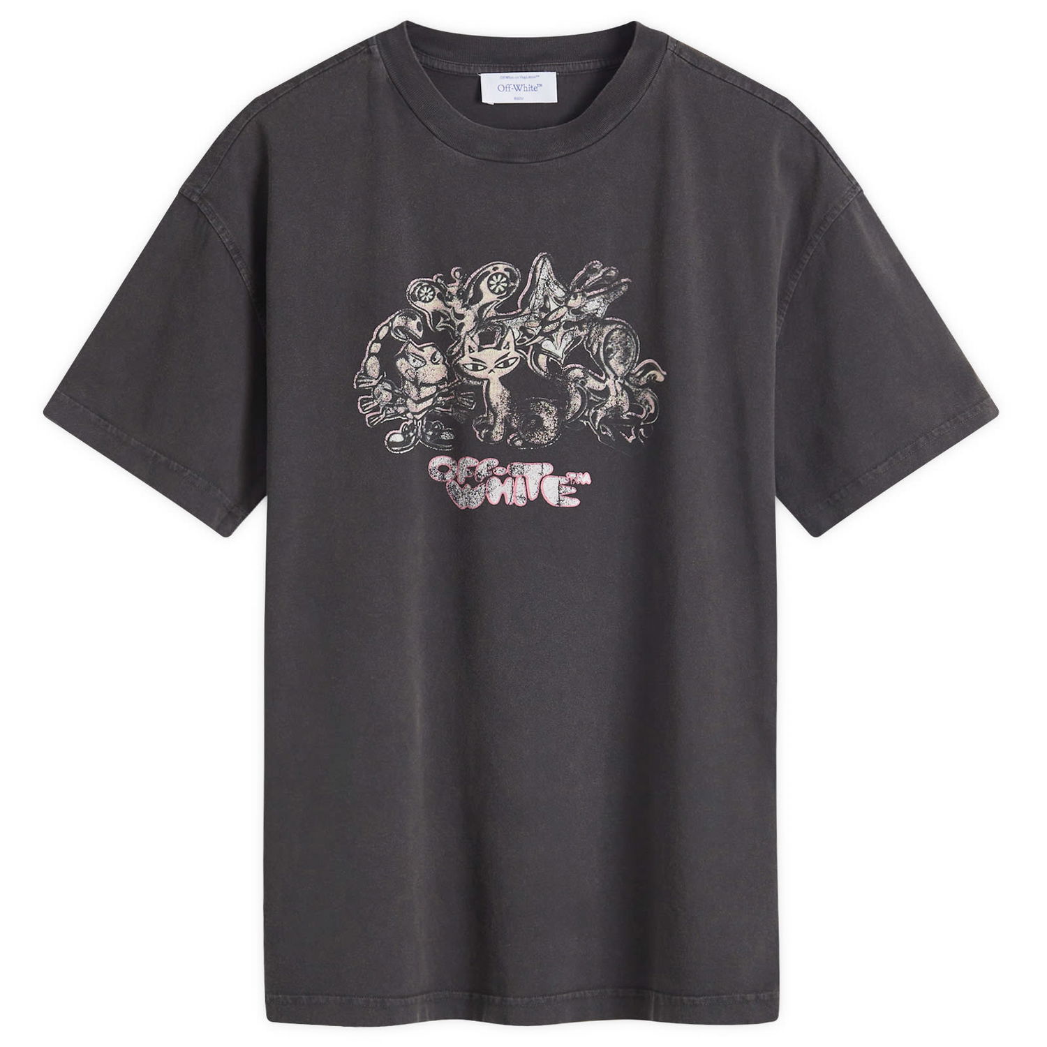 Tričko Off-White Washed Characters T-Shirt Čierna | OWAA089F24JER0041084, 0
