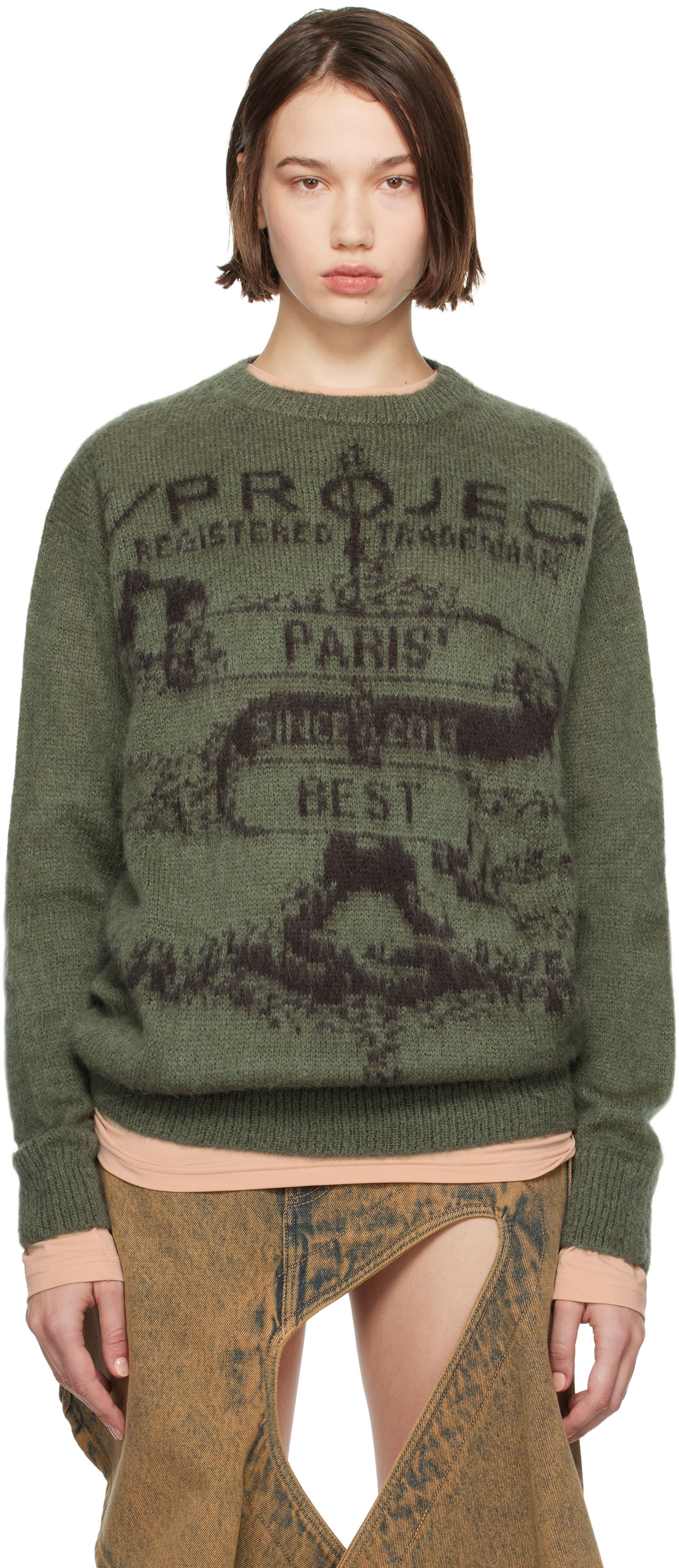 Sveter Y/PROJECT Jacquard Pullover Sweater Zelené | 206SW001, 0