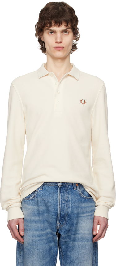 Polo tričko Fred Perry Fred Perry Honeycomb Long-Sleeve Polo Biela | M8693, 0
