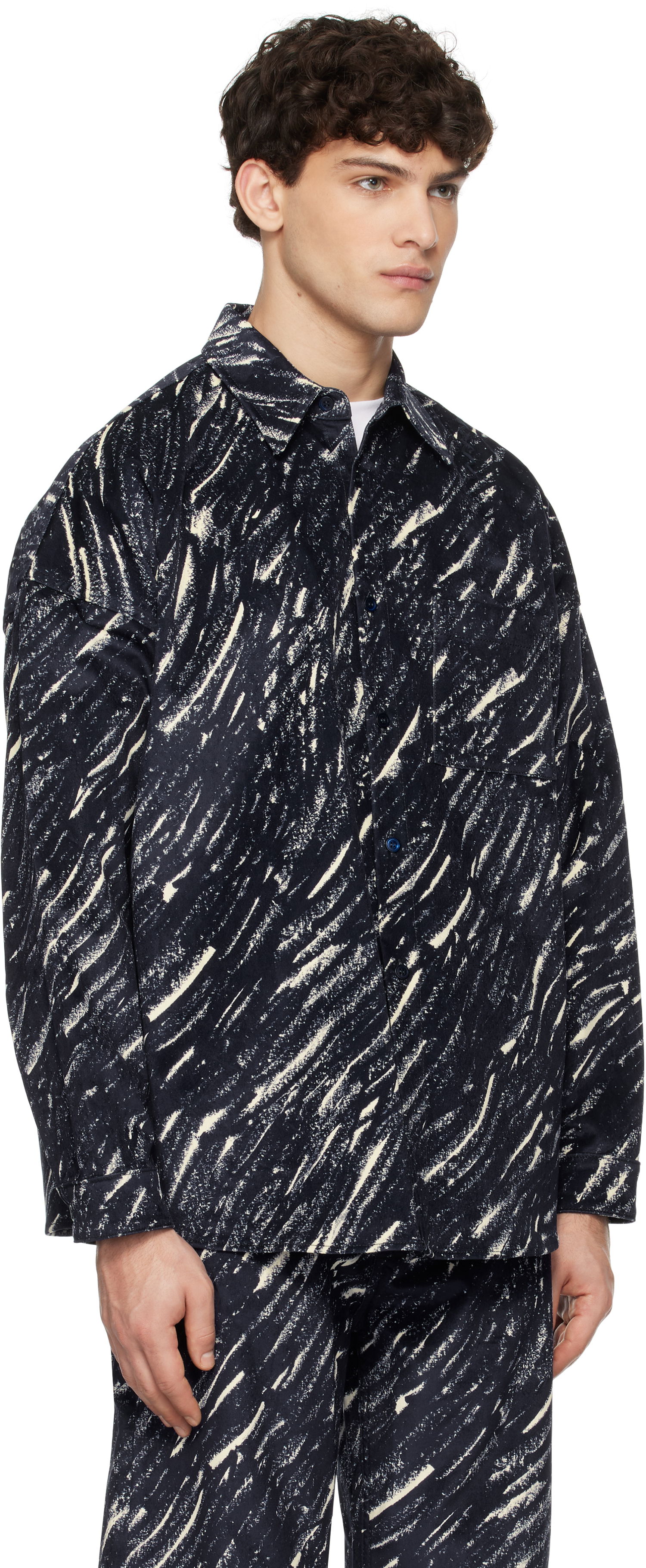 Košeľa Marni Marni Flocked Denim Oversized Shirt Navy | CUJU0061S3 UTC432, 1