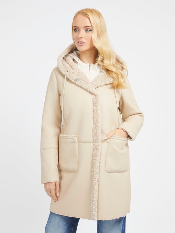Parka GUESS Faux Leather Béžová | W3BL52WFSF0, 0