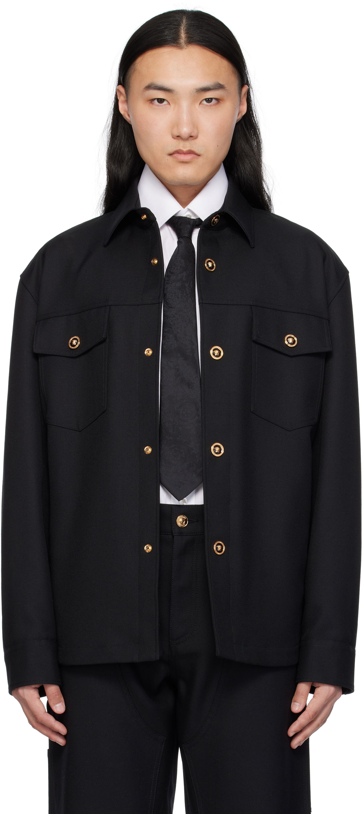 Bunda Versace Versace Cavalry Wool Overshirt Čierna | 1018867_1A08771, 0
