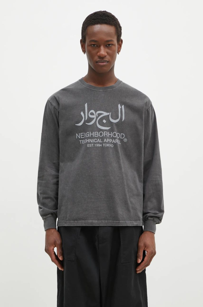 Tričko Neighborhood NEIGHBORHOOD Arabic Logo Long Sleeve T-Shirt Šedá | 242PCNH.LT15, 0