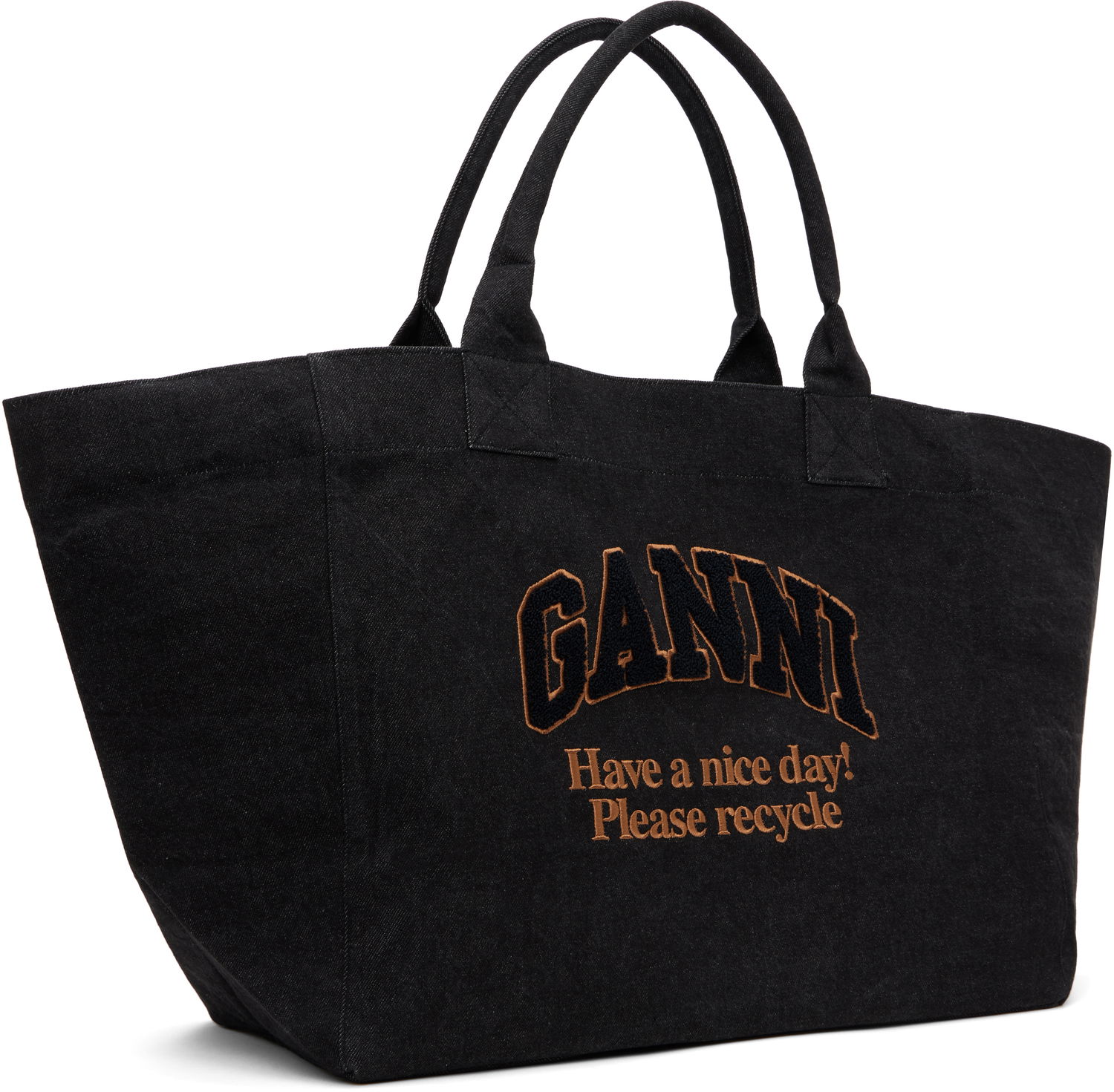 Tote bag GANNI GANNI Denim Shopper Tote XXL Čierna | A6597, 1