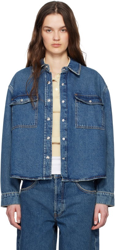 Bunda Anine Bing ANINE BING Paxton Cropped Denim Shirt Modrá | A-07-10673-WHD47, 0
