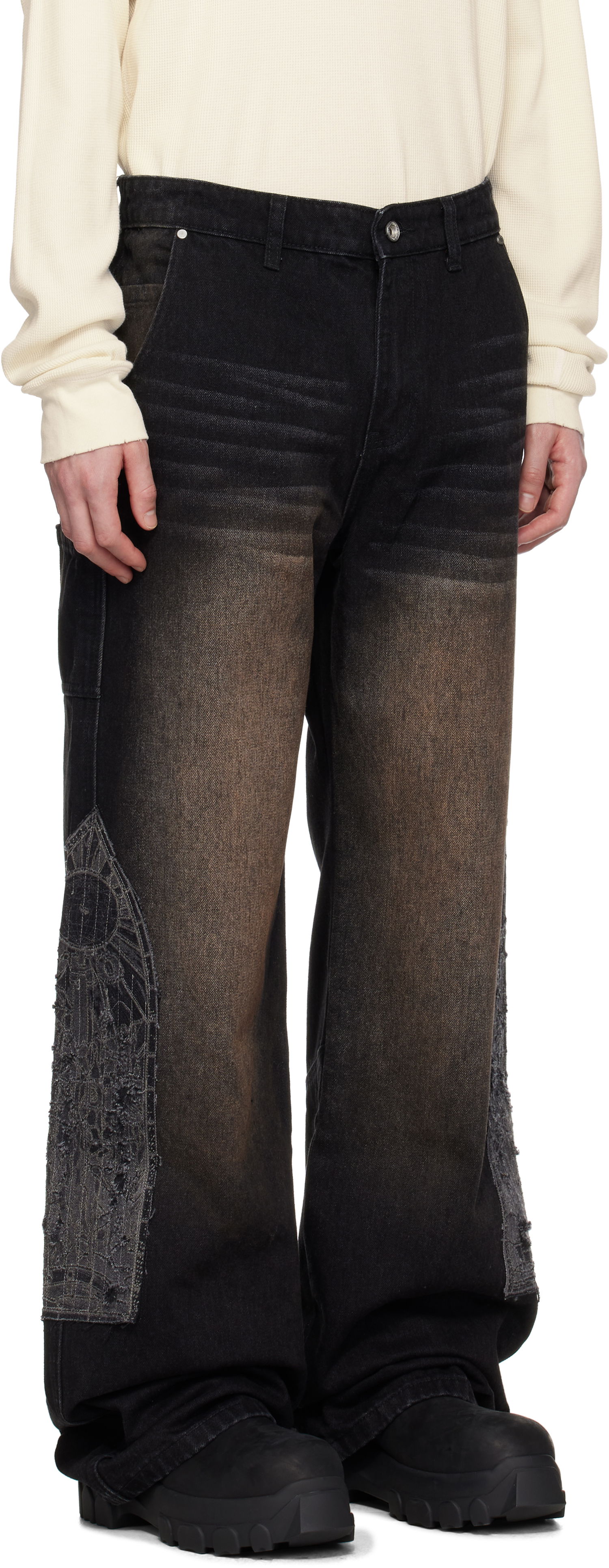 Džínsy Who Decides War Who Decides War Mocha Patched Jeans Čierna | 1120880017SS25, 1