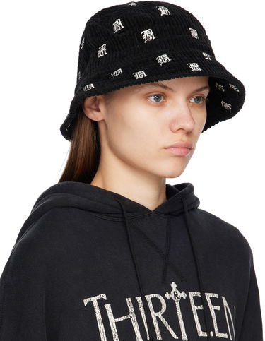 Klobúk R13 R13 Corduroy Allover Logo Bucket Hat Čierna | R13WA026-R153B, 3