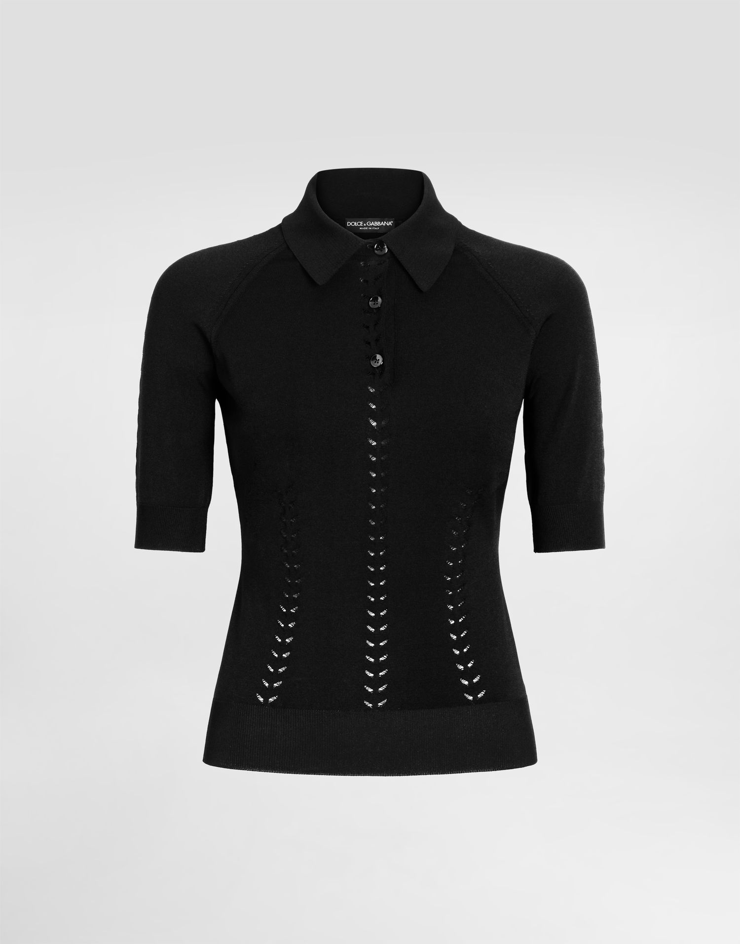 Polo tričko Dolce & Gabbana Dolce & Gabbana Viscose Knit Polo Shirt Čierna | FXZ23TJAIRMN0000, 0