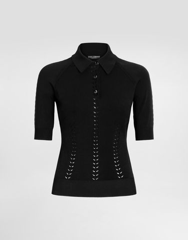 Polo tričko Dolce & Gabbana Dolce & Gabbana Viscose Knit Polo Shirt Čierna | FXZ23TJAIRMN0000, 0