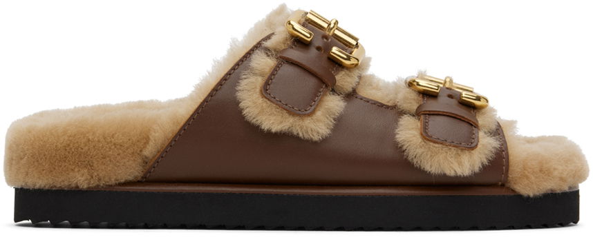 Oblečenie CHLOÉ Chloé Nil Furry Double Buckle Sandals Hnedá | CHC24W06SOJ, 0