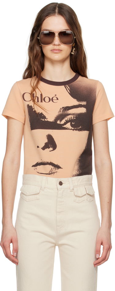 Tričko CHLOÉ Chloé Crewneck Logo Graphic T-Shirt Béžová | CH25UJH11189, 0