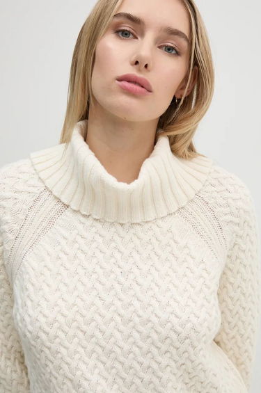 Sveter Barbour Turtleneck Cable Knitted Sweater Biela | LKN1589, 3