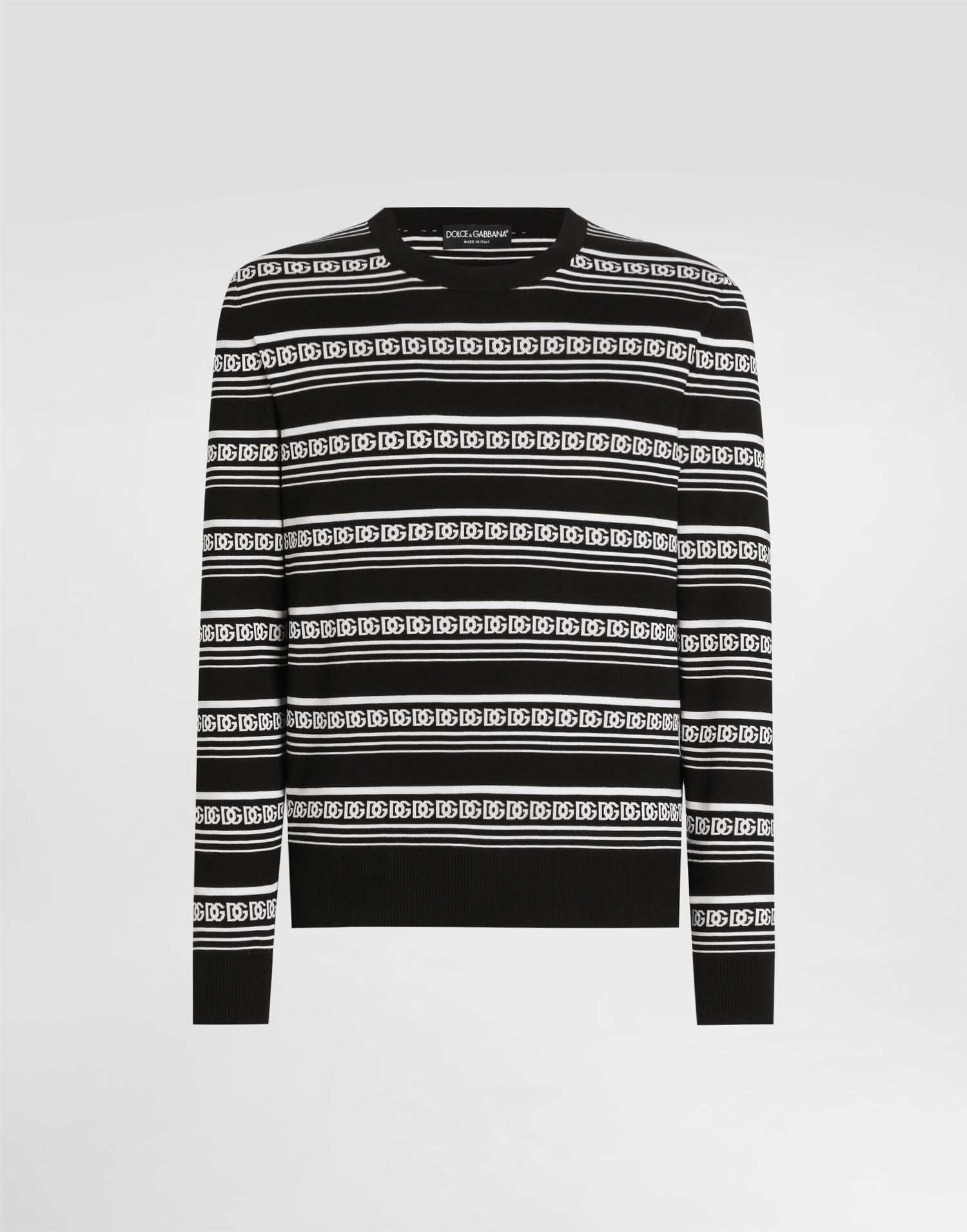 Sveter Dolce & Gabbana Dolce & Gabbana Silk Crew-Neck Pullover with Logo Čierna | GXX02TJBSN4N0004, 0