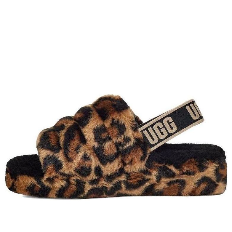 Tenisky a topánky UGG UGG Fluff Yeah Leopard Print Slingback Slippers Hnedá | 1130883-NAT, 0