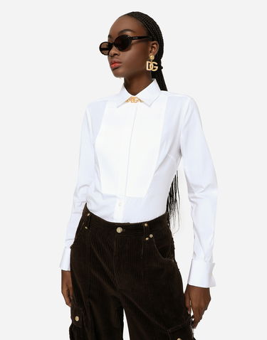 Košeľa Dolce & Gabbana Stretch Poplin Tuxedo Shirt Biela | F5K50TFUEEEW0800, 3