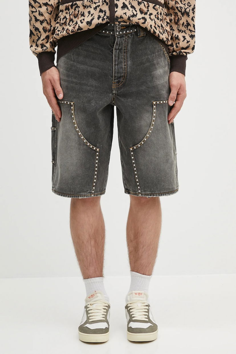 Šortky BAPE A Bathing Ape Studded Heavy Wash Relaxed Fit Denim Shorts Šedá | 1L30151303