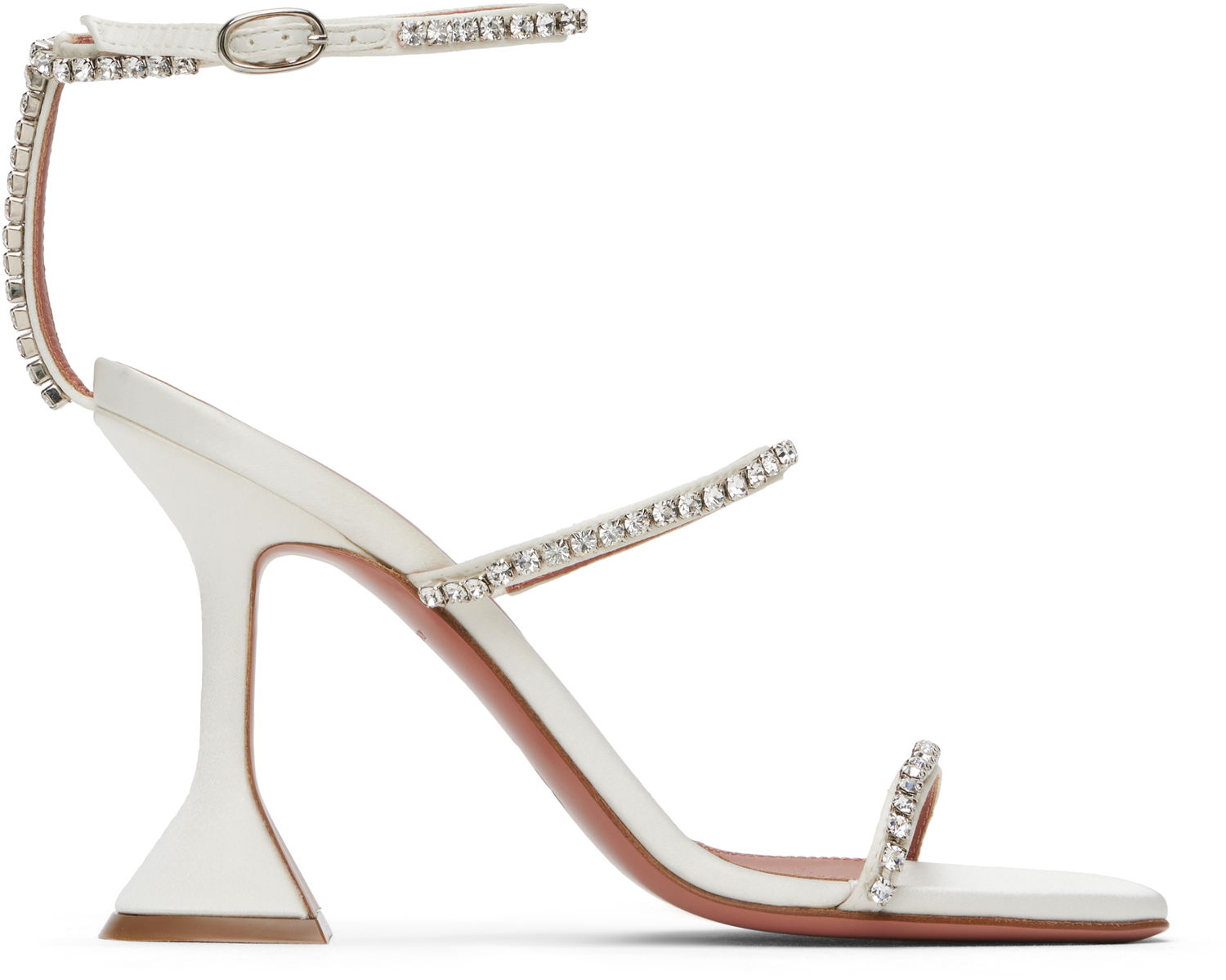 Tenisky a topánky Amina Muaddi Gilda Crystal-Embellished Satin Heeled Sandals Biela | GILDA SANDAL SATIN, 0