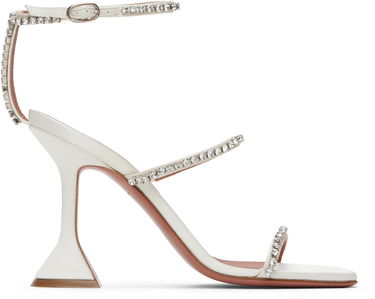 Tenisky a topánky Amina Muaddi Gilda Crystal-Embellished Satin Heeled Sandals Biela | GILDA SANDAL SATIN, 0
