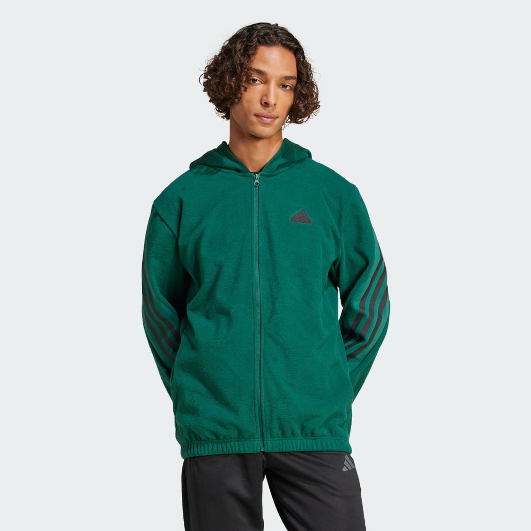 Mikina adidas Performance Future Icons 3-Stripes Polar Fleece Full-Zip Hoodie Zelené | IW6079, 0