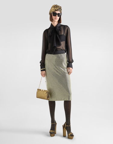 Košeľa Dolce & Gabbana Silk Chiffon Shirt With Pussy-bow Čierna | F5S38TFU1ATN0000, 1