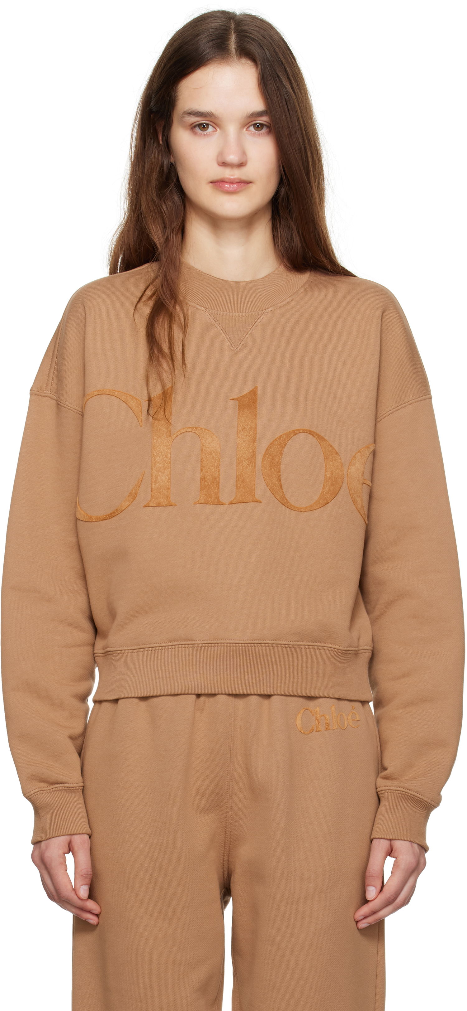 Mikina CHLOÉ Generous Sweatshirt Crewneck Hnedá | CH24WJH05191, 0