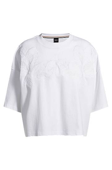 Tričko BOSS T-Shirt with Embroidered Details Biela | 50541328, 0