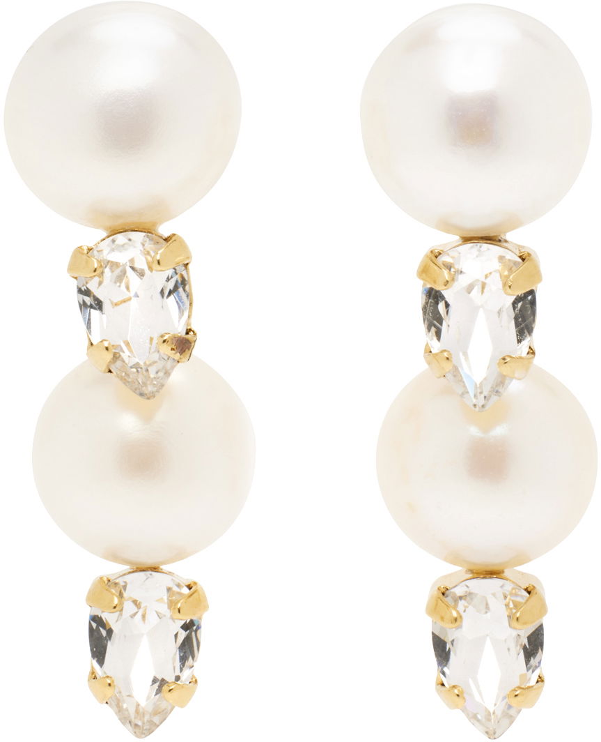 Náušnice Simone Rocha Simone Rocha Pearl Crystal Drop Earrings Biela | ERG502 0913, 0