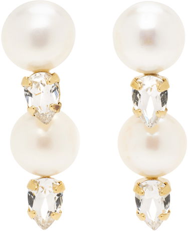 Náušnice Simone Rocha Simone Rocha Pearl Crystal Drop Earrings Biela | ERG502 0913, 0