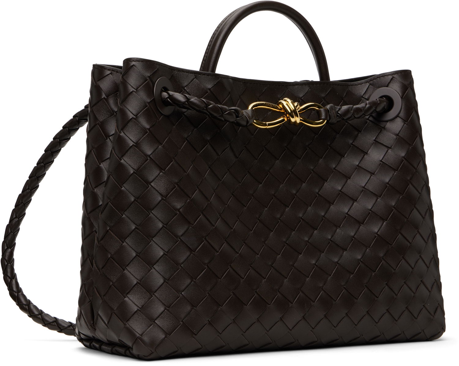 Tote bag Bottega Veneta Bottega Veneta Andiamo Woven Leather Tote Hnedá | 766016VCPP12272, 1