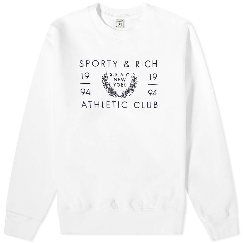 Sveter Sporty & Rich SRAC Crew Sweat Biela | CRAW2334WH