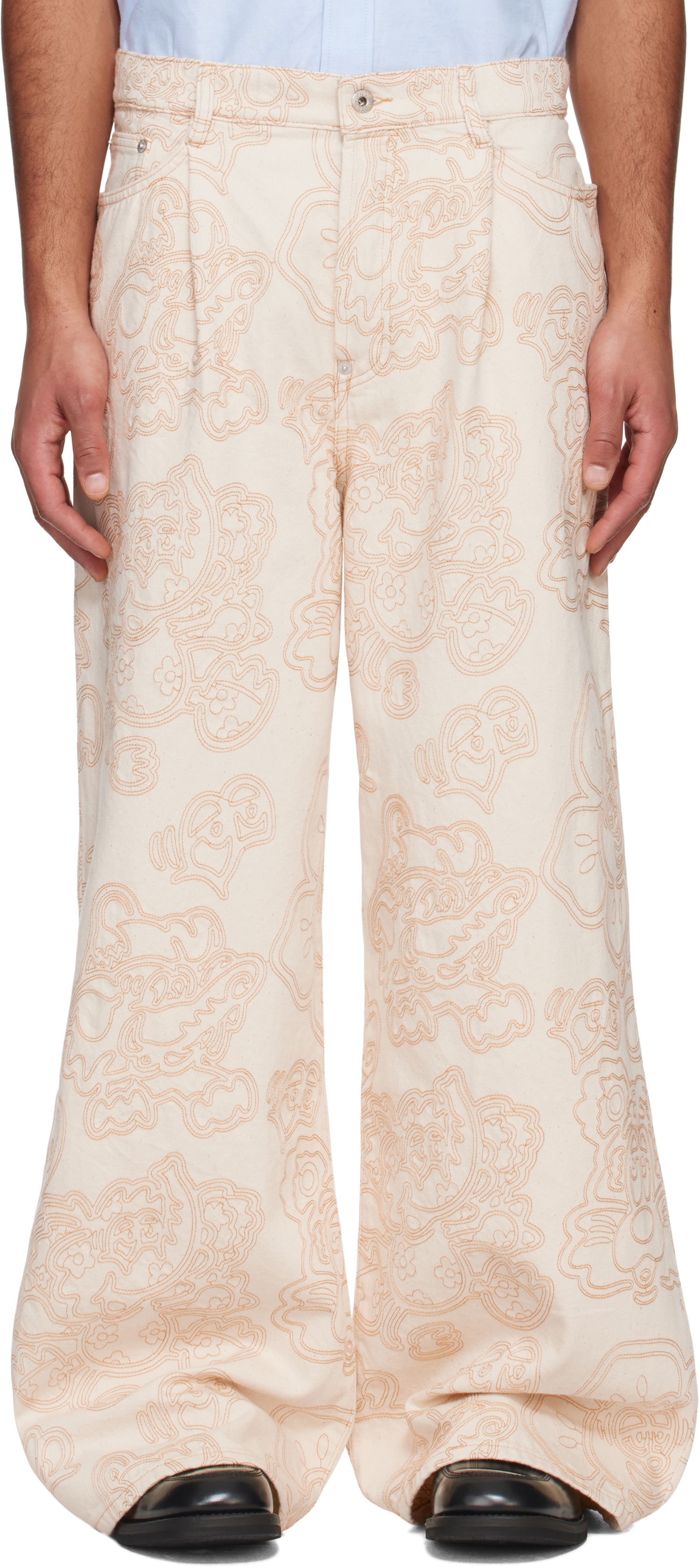Nohavice KENZO Kenzo Paris VERDY Edition Buggy Fit Jeans Béžová | FF55DP4196W1, 0