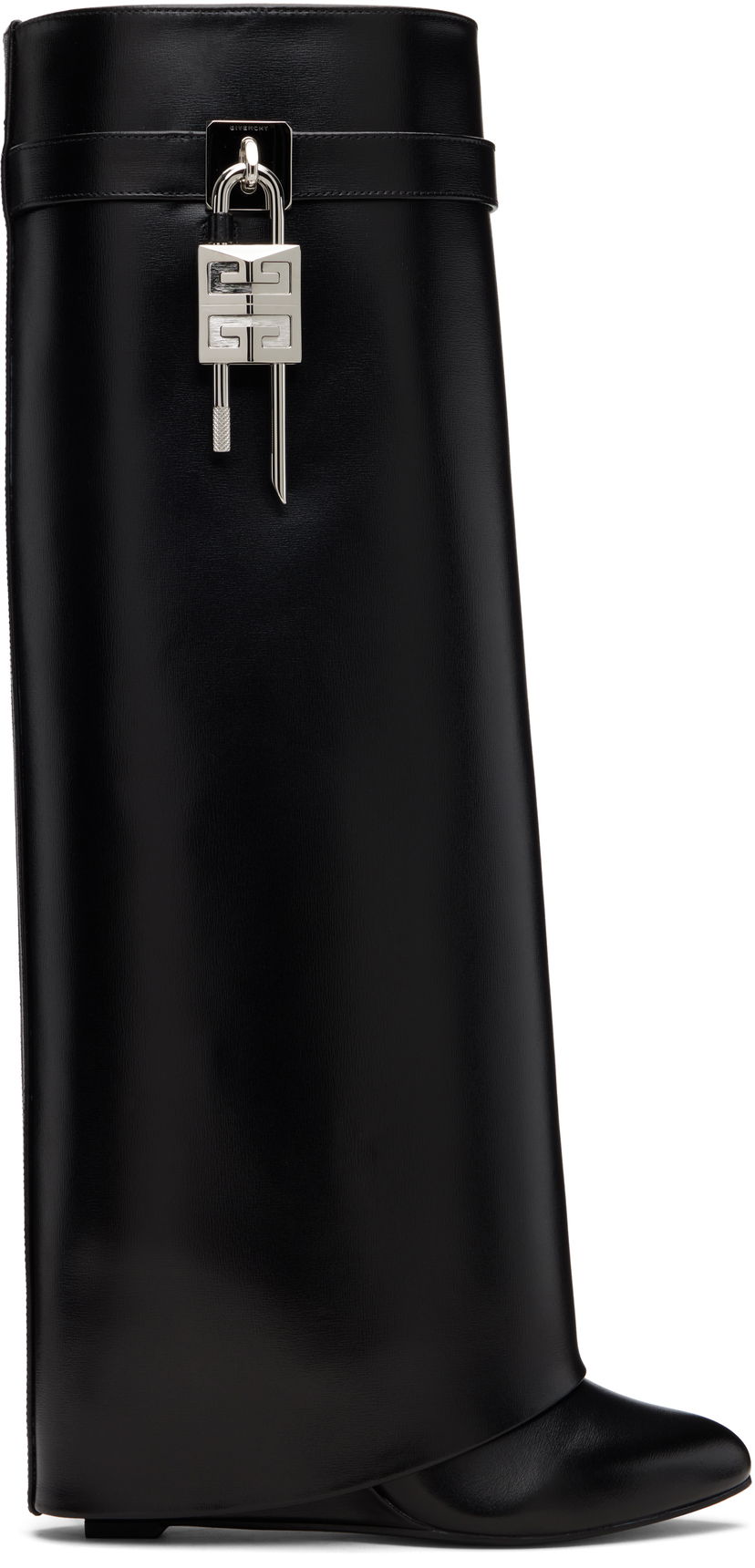 Tenisky a topánky Givenchy Shark Lock Tall Leather Wedge Boots Čierna | BE702NE1NG001