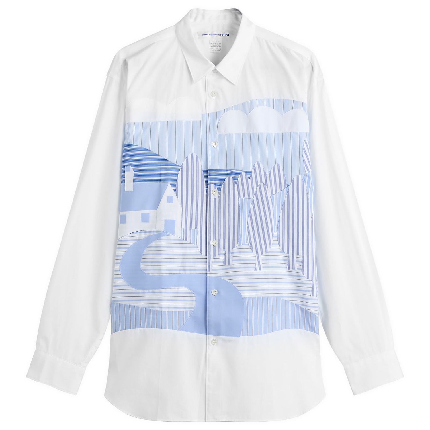 Košeľa Comme des Garçons Men's YD Stripe Patchwork Shirt, Size Large Biela | FP-B049-051-1, 0