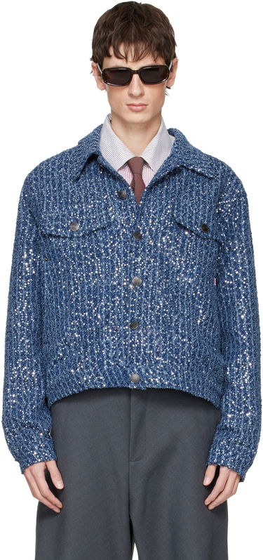 Bunda Charles Jeffrey Loverboy Charles Jeffrey LOVERBOY Sequined Art Denim Jacket Modrá | 052010101, 0