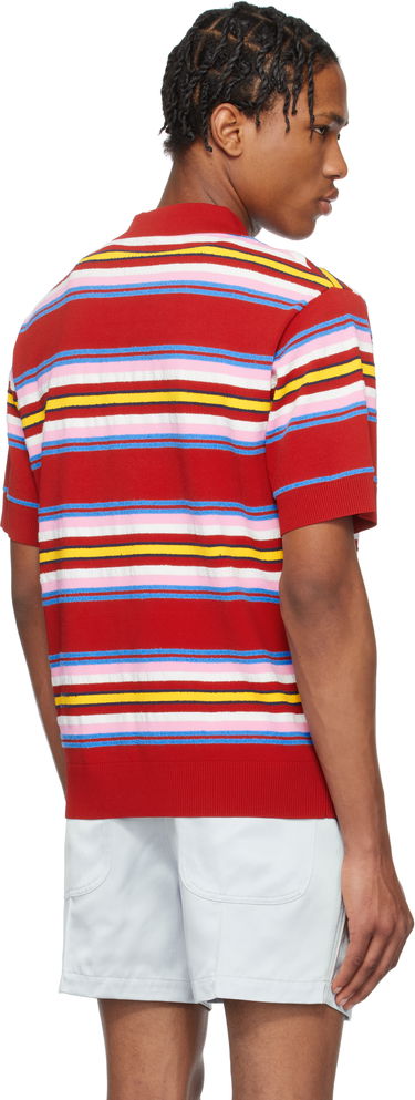 Polo tričko Casablanca Casablanca Stripe Oversized Polo Červená | MS25-KW-906-01, 2