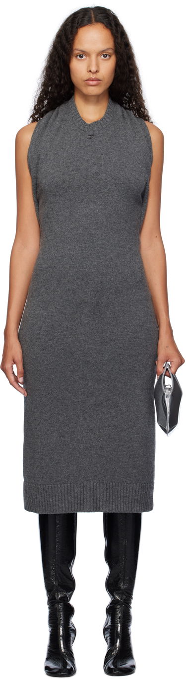 Šaty Courrèges Over The Shoulder Midi Knit Dress Šedá | 324MRO467FI0062, 0